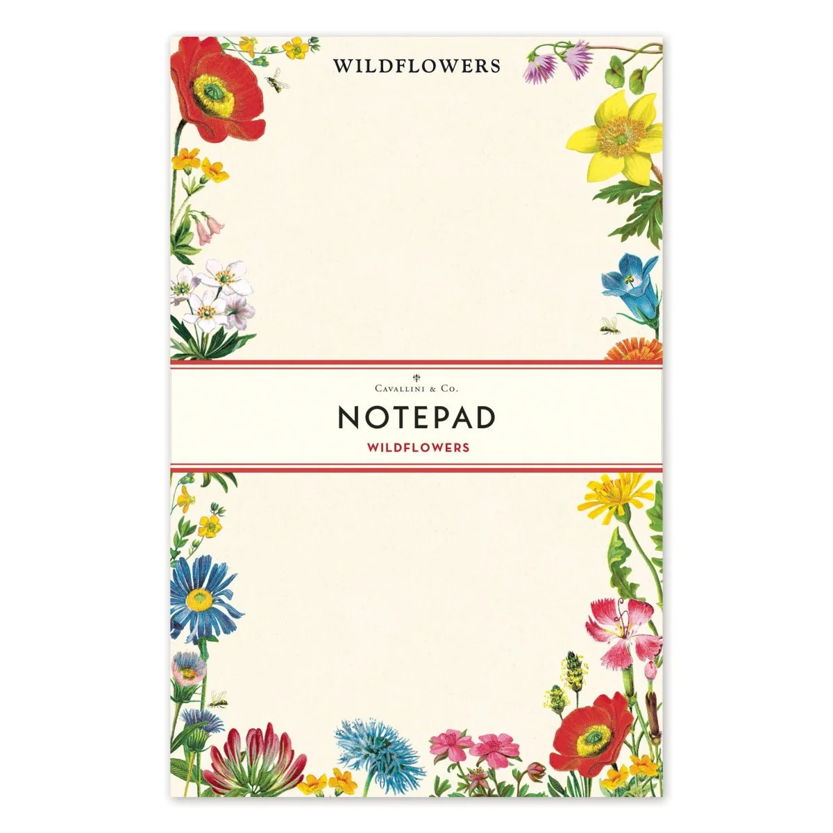Cavallini & Co. Vintage Inspired Notepad - 4.33 X 6.69 inch (11cm x 17cm) - 100 pages - Wildflowers