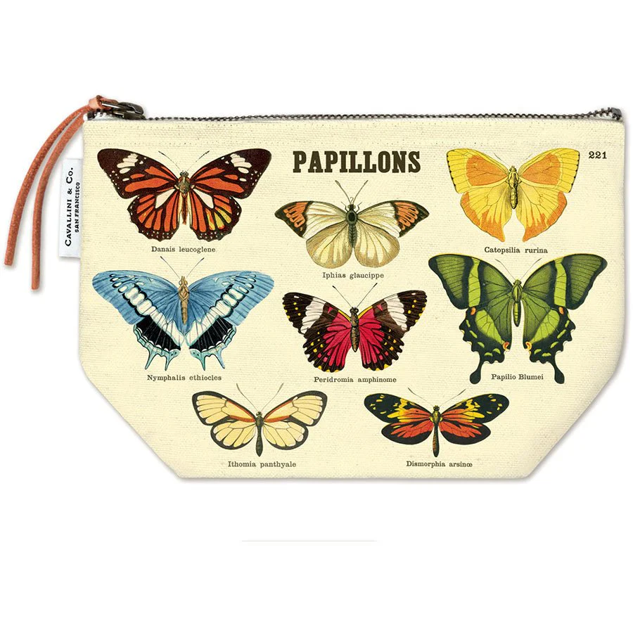 Cavallini & Co. Vintage Inspired Pouch 6 x 8.75 inch - Butterflies