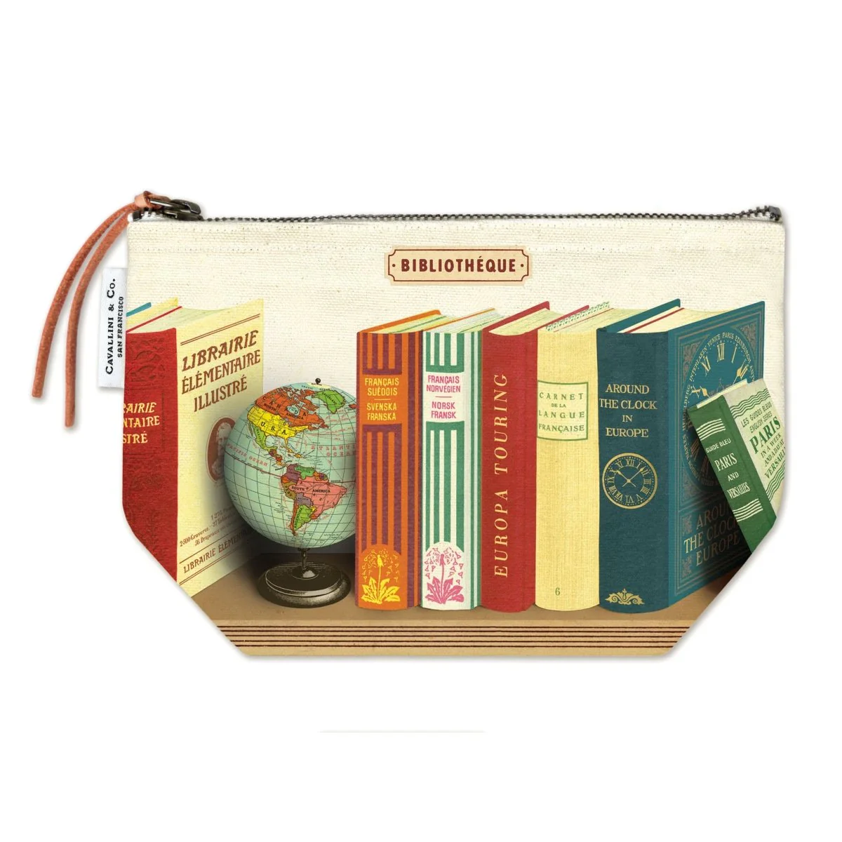 Cavallini & Co. Vintage Inspired Pouch 6 x 8.75 inch - Library Books