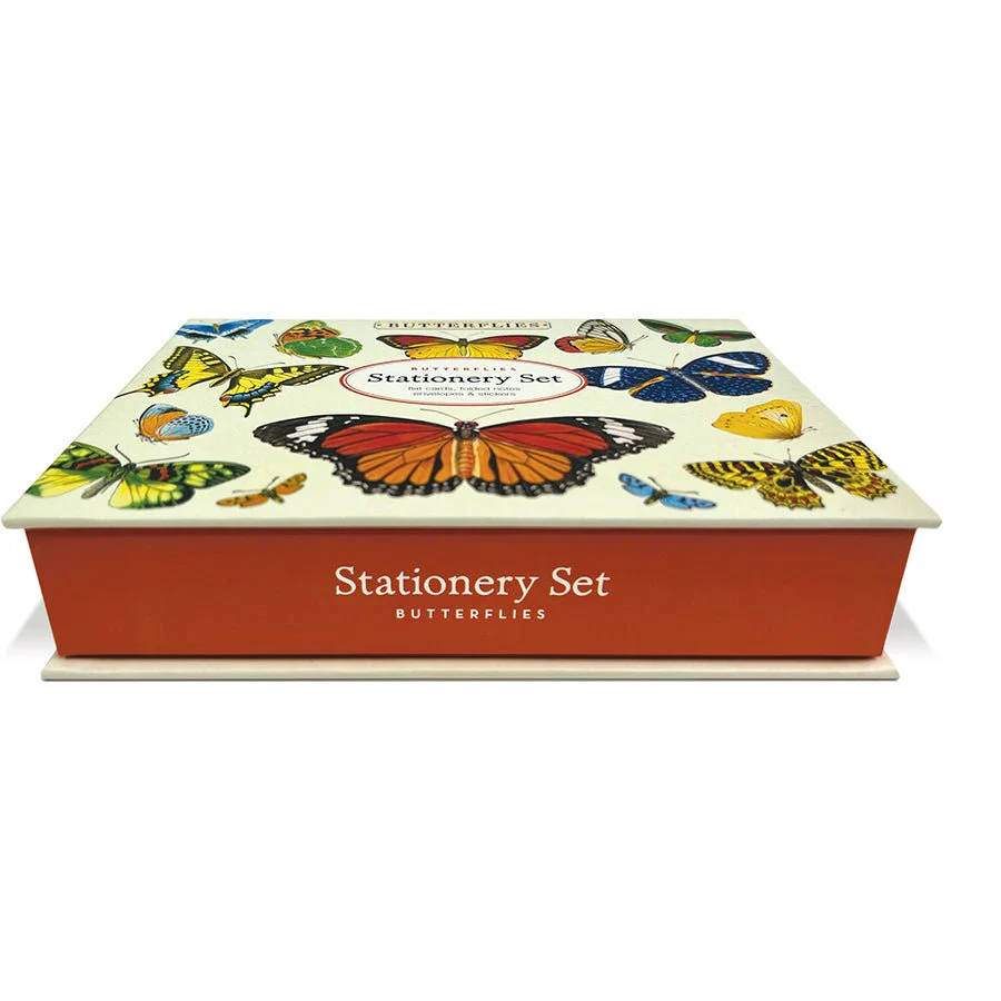 Cavallini & Co. Vintage Inspired Stationary Set (8 folded cards, 8 flat cards, 16 envelopes & 4 sheets of stickers) - Butterflies