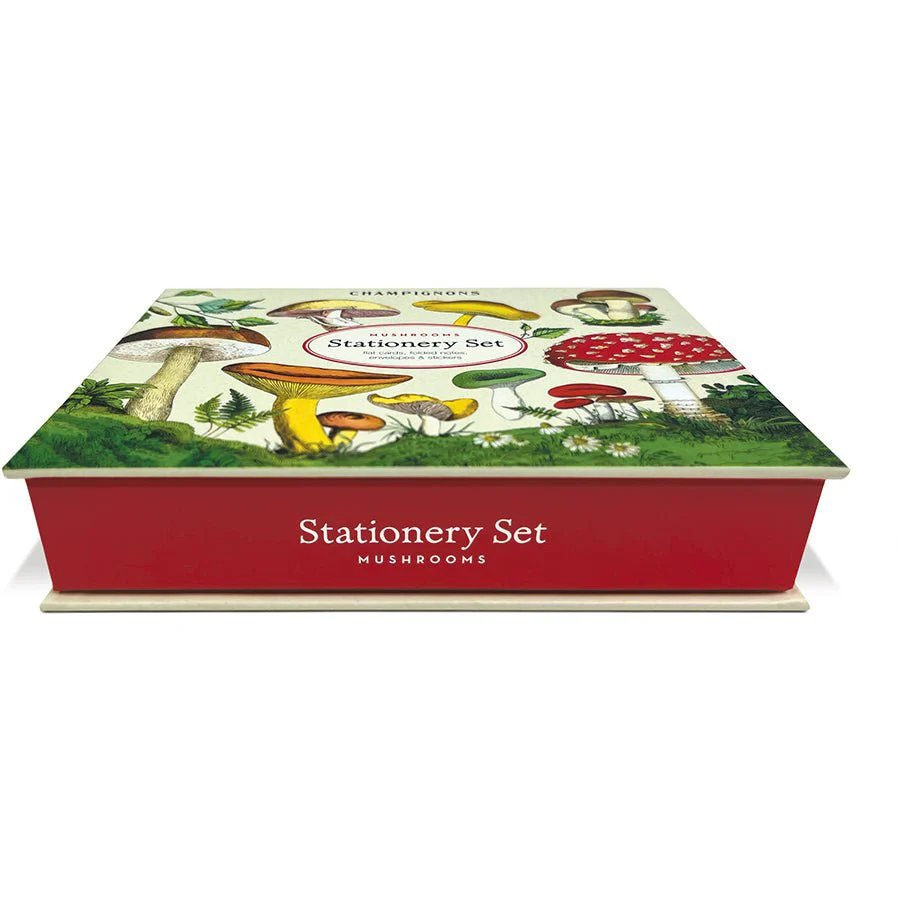 Cavallini & Co. Vintage Inspired Stationary Set (8 folded cards, 8 flat cards, 16 envelopes & 4 sheets of stickers) - Mushrooms