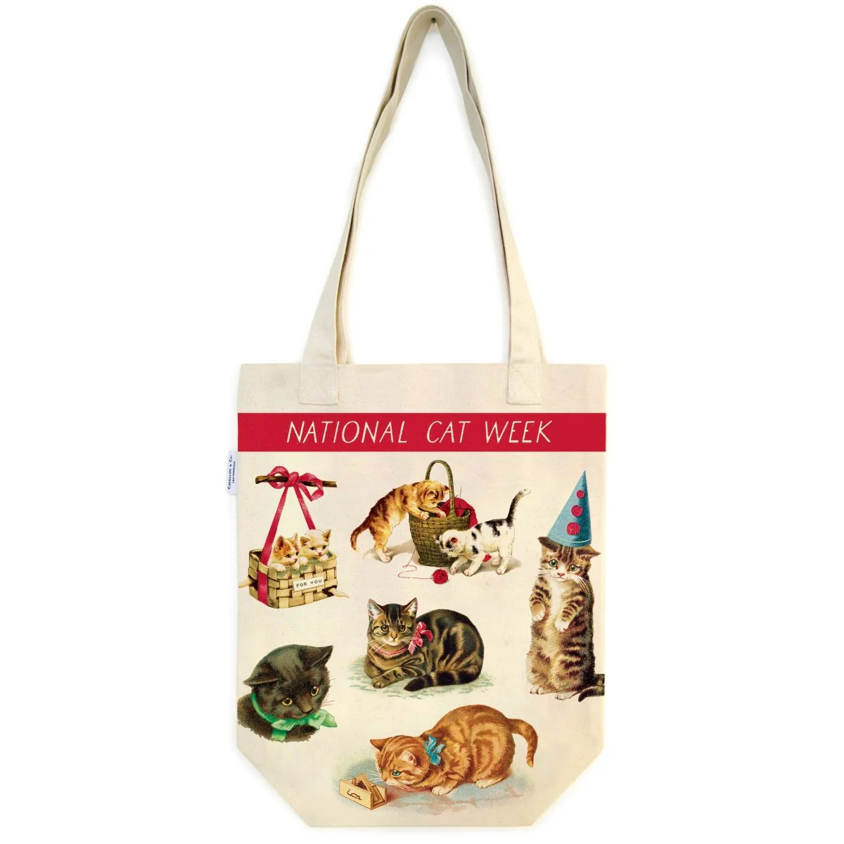Cavallini & Co. Vintage Inspired Tote Bag  - 13" x 16" (33 cm x 40.5 cm) - Cats