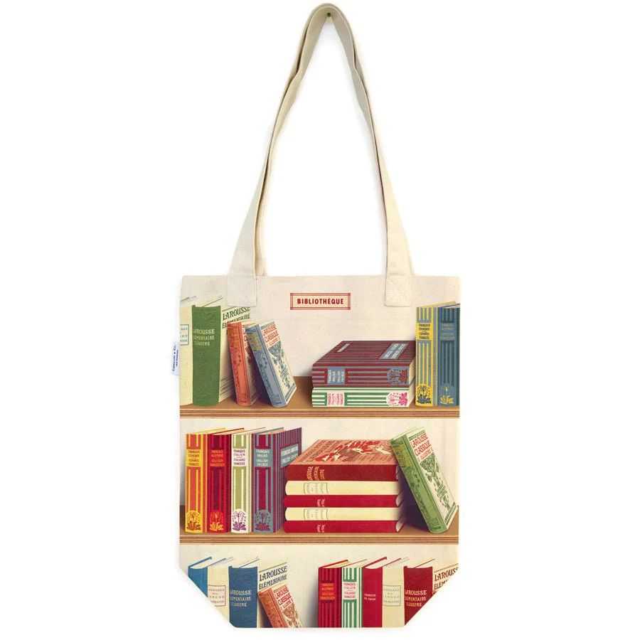 Cavallini & Co. Vintage Inspired Tote Bag  - 13" x 16" (33 cm x 40.5 cm) - Library Book