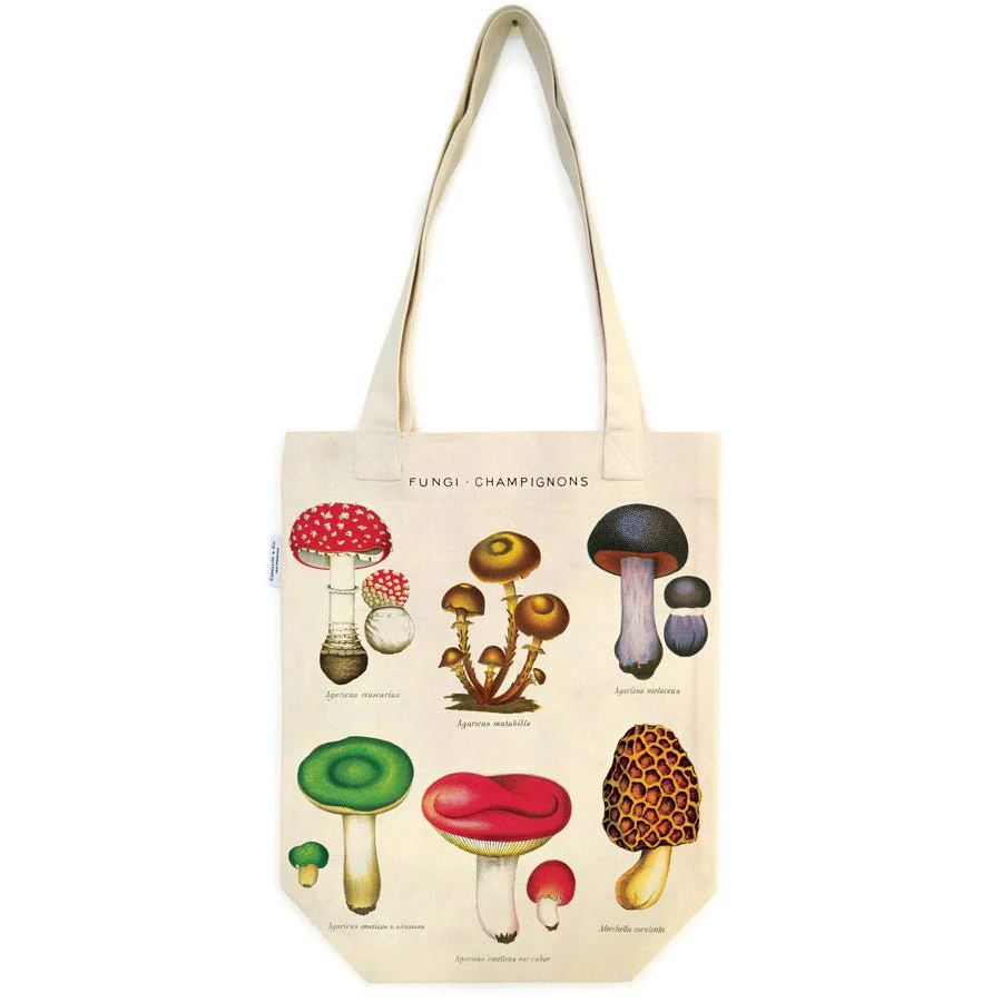 Cavallini & Co. Vintage Inspired Tote Bag - 13" x 16" (33 cm x 40.5 cm) - Mushrooms