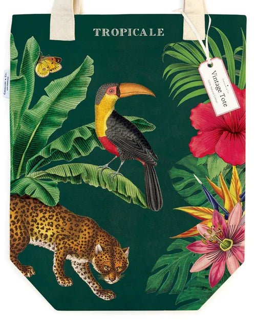 Cavallini & Co. Vintage Inspired Tote Bag  - 13" x 16" (33 cm x 40.5 cm) - Tropicale