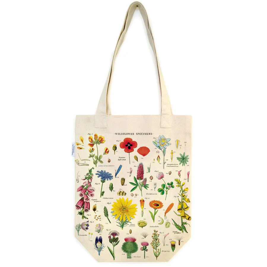 Cavallini & Co. Vintage Inspired Tote Bag - 13" x 16" (33 cm x 40.5 cm) - Wildflowers