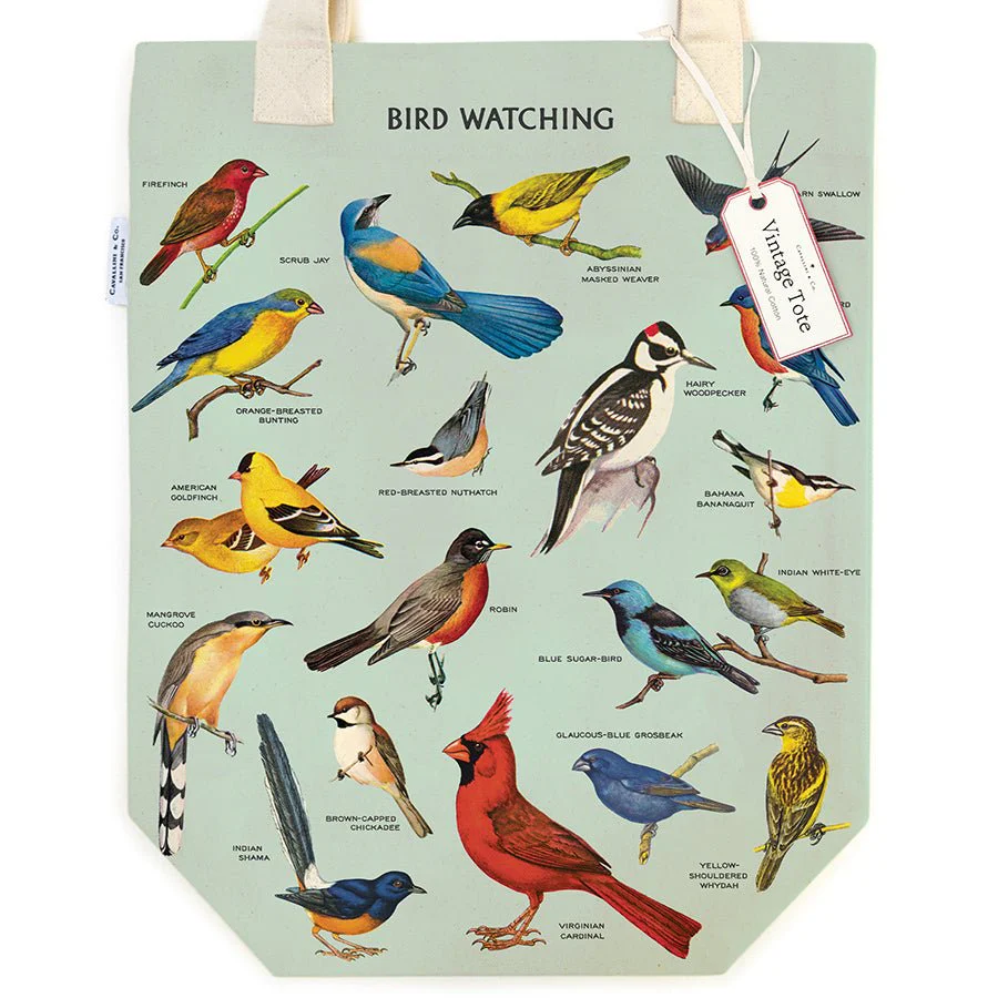 Cavallini & Co. Vintage Inspired Tote Bag  - 13" x 16" (33 cm x 40.5 cm) - Bird Watching - Image 2