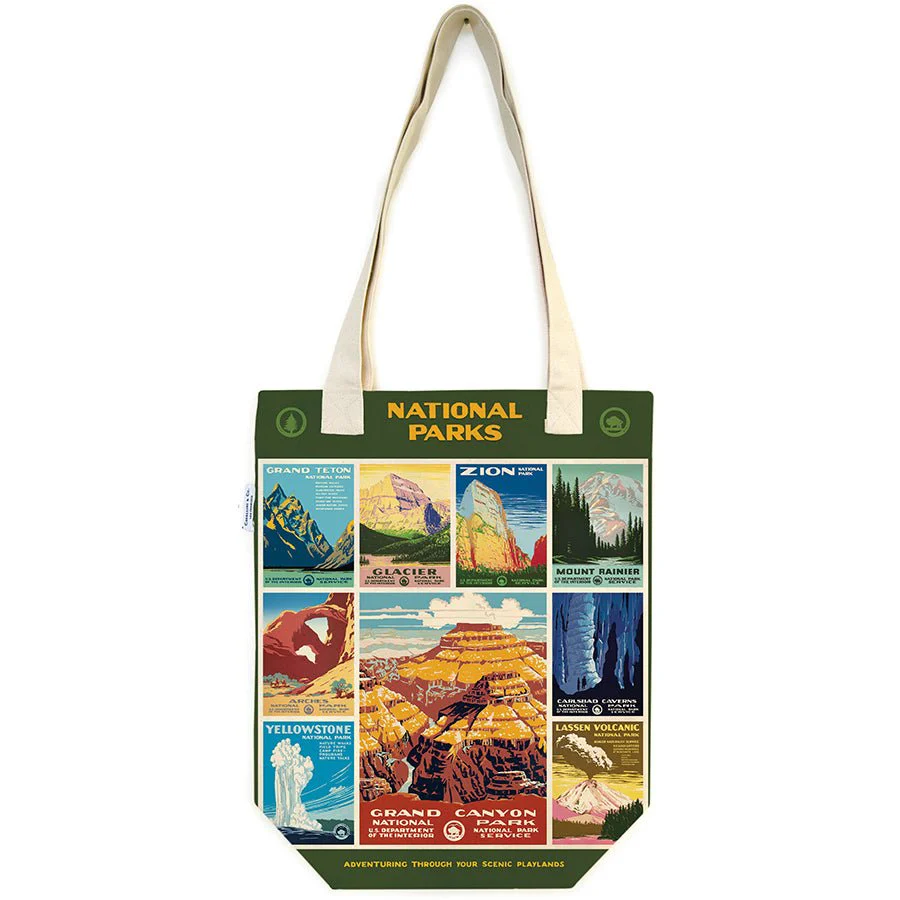 Cavallini & Co. Vintage Inspired Tote Bag  - 13" x 16" (33 cm x 40.5 cm) - National Parks Posters