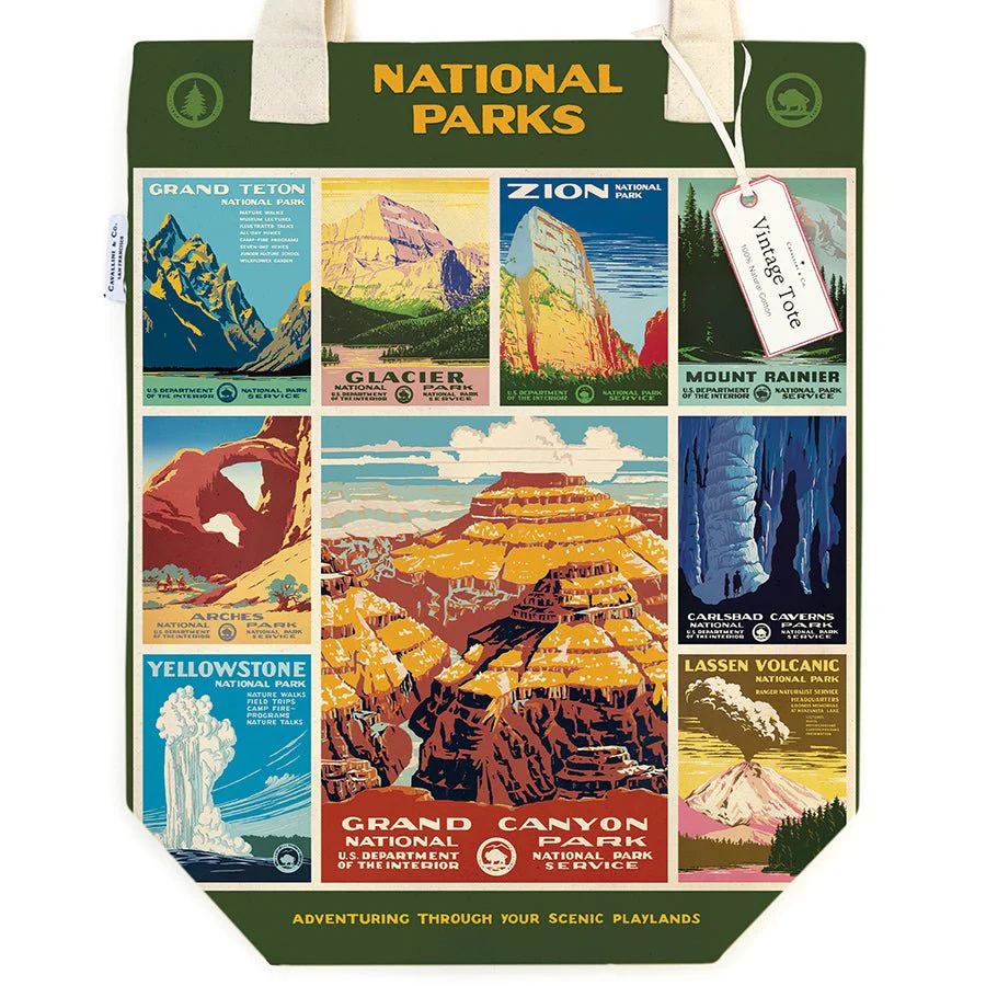 Cavallini & Co. Vintage Inspired Tote Bag  - 13" x 16" (33 cm x 40.5 cm) - National Parks Posters - Image 2