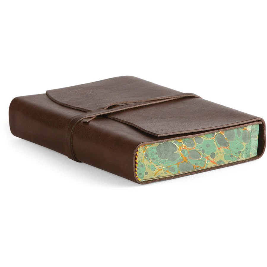 Cavallini Roma Lussa Handmade Italian Leather Journal - 416 Cream Unlined Pages - 5" X 7" - Chocolate