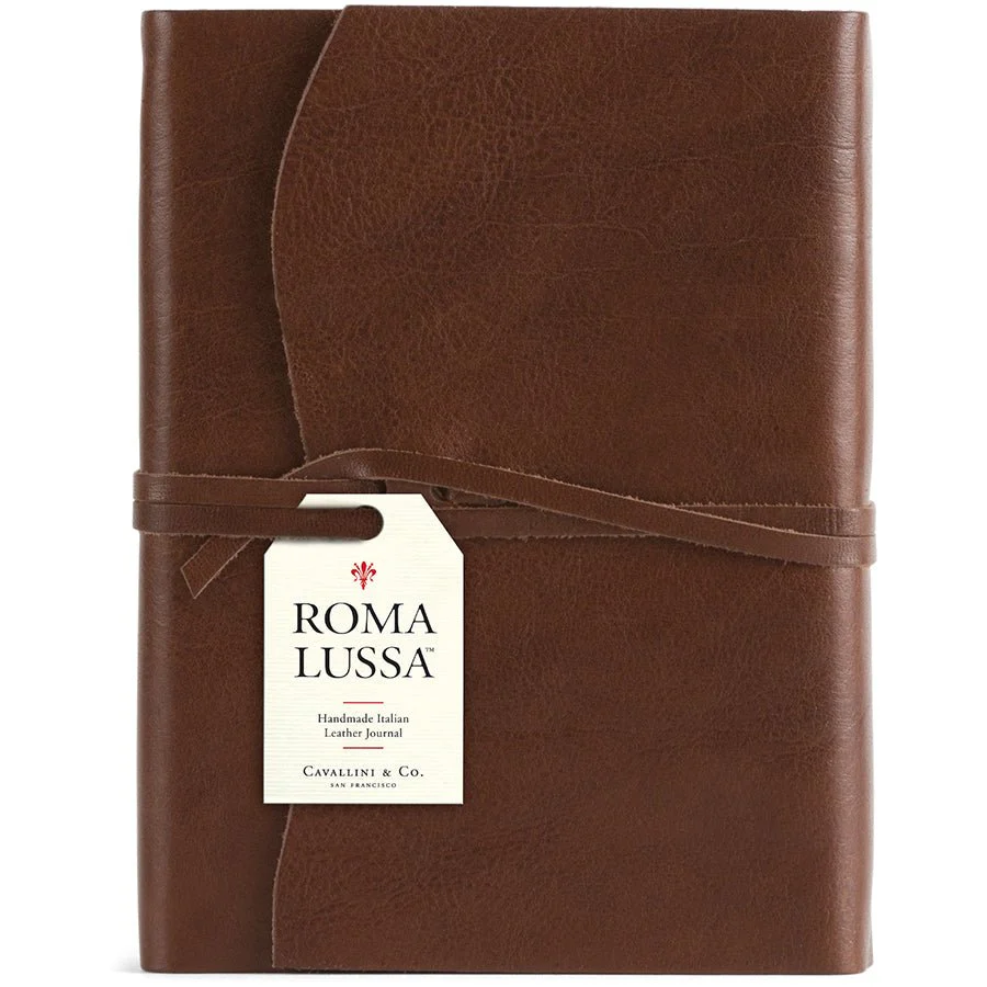Cavallini Roma Lussa Handmade Italian Leather Journal - 416 Cream Unlined Pages - 5" X 7" - Chocolate - Image 2
