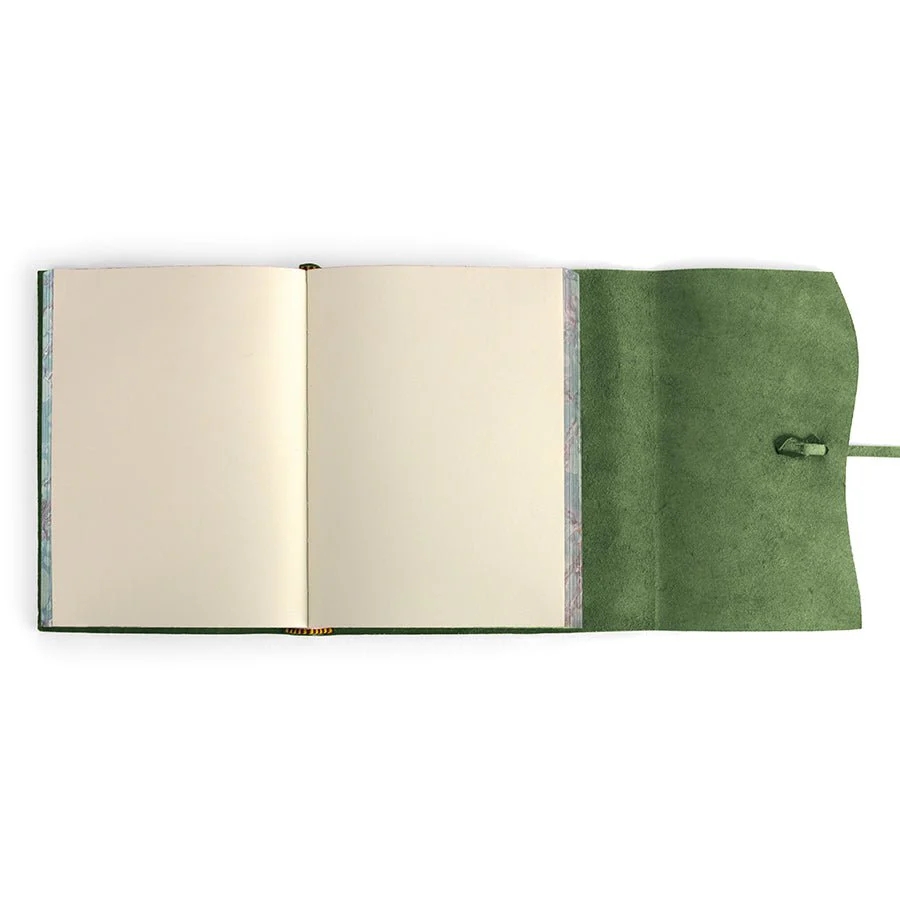 Cavallini Roma Lussa Handmade Italian Leather Journal - 416 Cream Unlined Pages - 5" X 7" - Green - Image 3