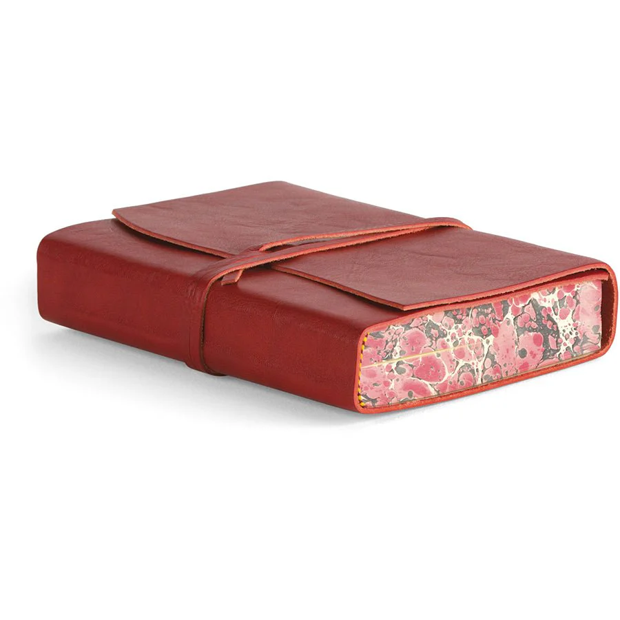 Cavallini Roma Lussa Handmade Italian Leather Journal - 416 Cream Unlined Pages - 5" X 7" - Red