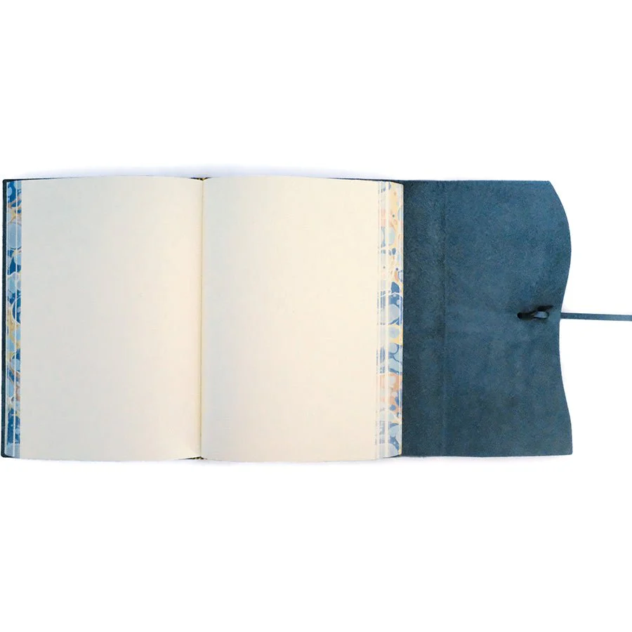 Cavallini Roma Lussa Handmade Italian Leather Journal - 416 Cream Unlined Pages - 6" X 8" - Blue - Image 3