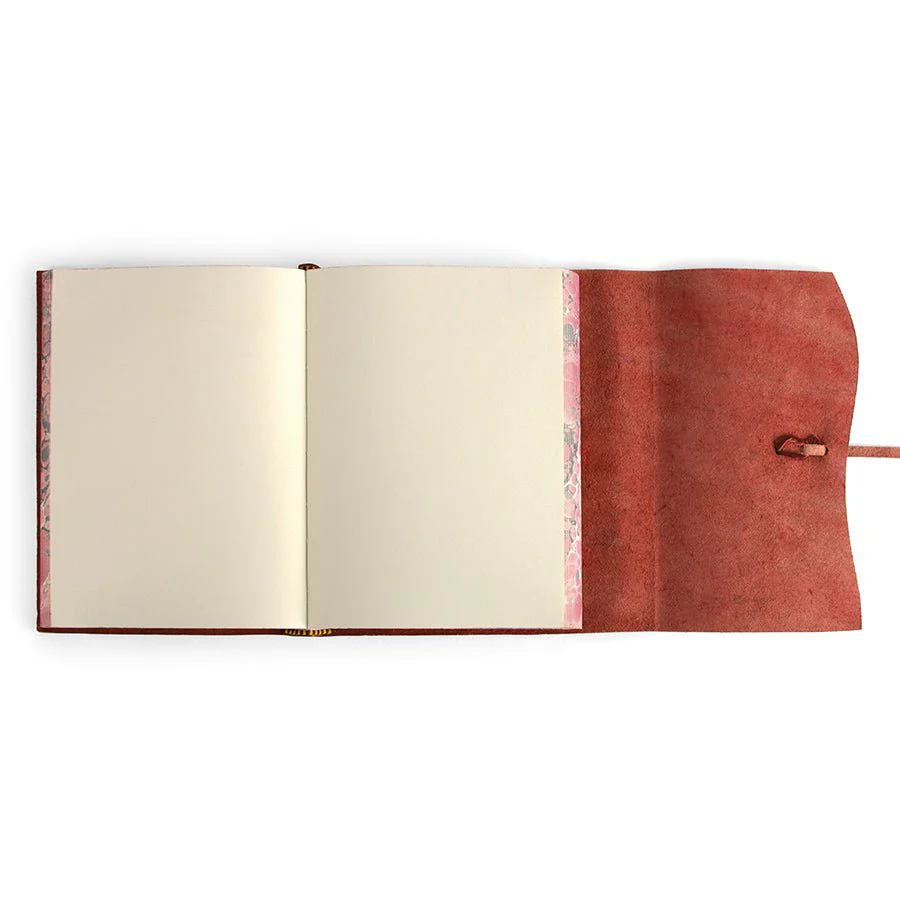 Cavallini Roma Lussa Handmade Italian Leather Journal - 416 Cream Unlined Pages - 6" X 8" - Red - Image 3