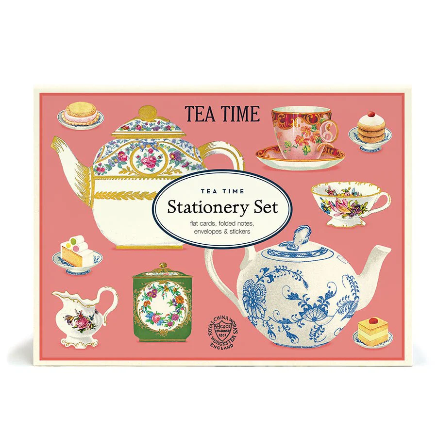 Cavallini & Co. Vintage Inspired Stationary Set (8 folded cards 8 flat cards 16 envelopes & 4 sheets of stickers) - Tea Time - Image 3