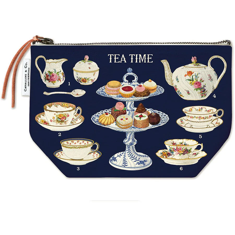 Cavallini & Co. Vintage Inspired Pouch 6 x 8.75 inch - Tea Time