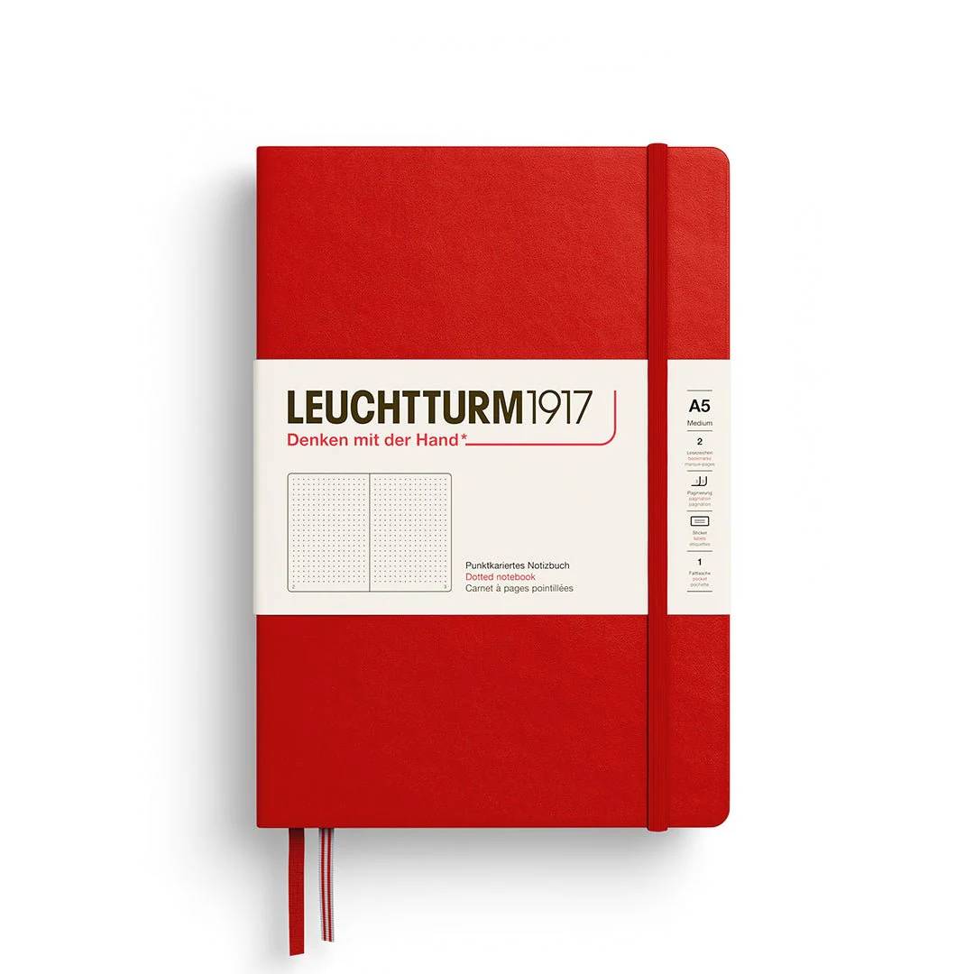 Leuchtturm1917 Hardcover Notebook - Cherry - Medium 5.75 x 8.25 inch (A5) - 251 pages - dotted