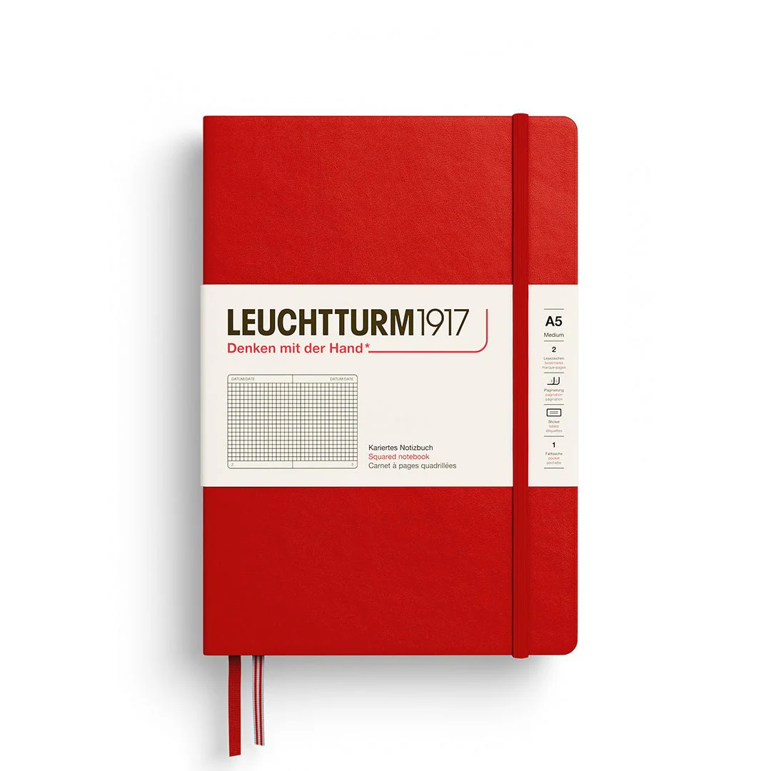 Leuchtturm1917 Hardcover Notebook - Cherry - Medium 5.75 x 8.25 inch (A5) - 251 pages - squared