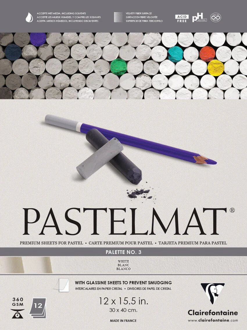Clairefontaine Premium Pastelmat Pad (12 sheets of white) 12 x 15"