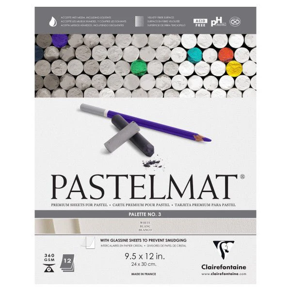 Clairefontaine Premium Pastelmat Pad PL3 (12 sheets of white) 9.5" x 12"