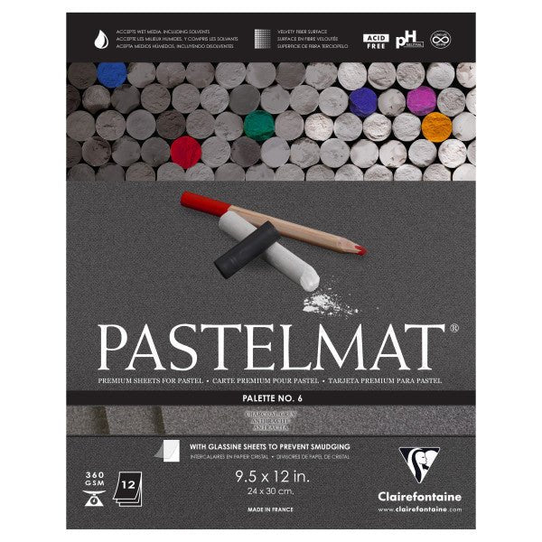 Clairefontaine Premium Pastelmat Pad PL6 (12 sheets of charcoal gray) 9.5" x 12"
