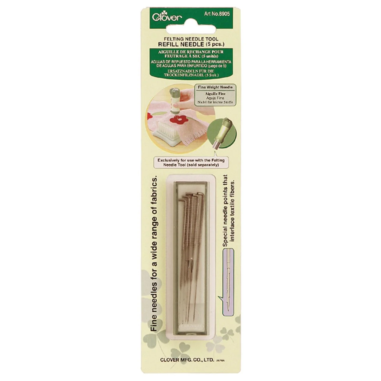 Clover 8905 Felting Tool Replacement Needles - Fine Weight (5 needles)