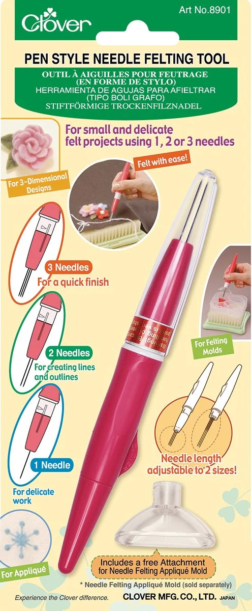 Clover 8901 Pen Style Needle Felting Tool (includes 3 needles)