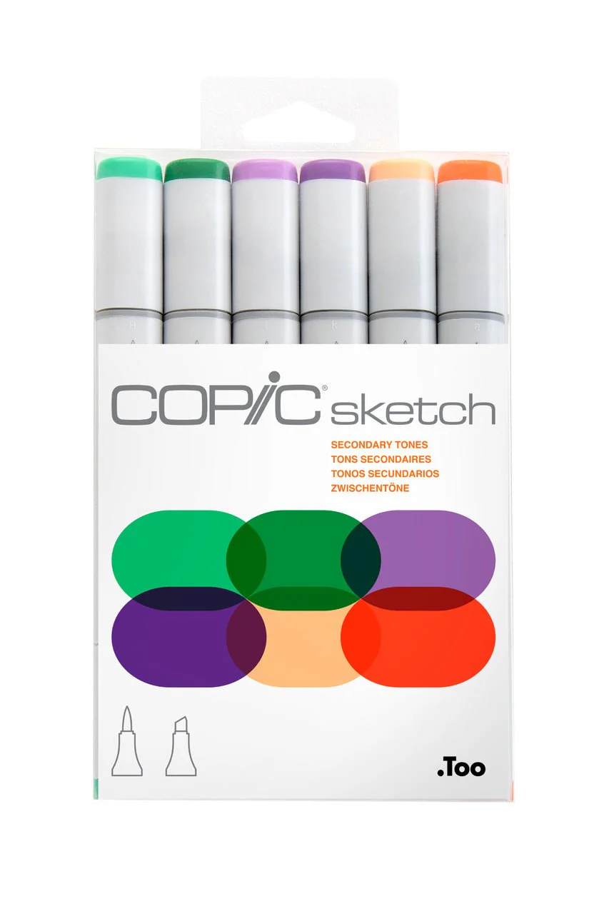 Copic Sketch Marker 6 Piece Secondary Tones Set