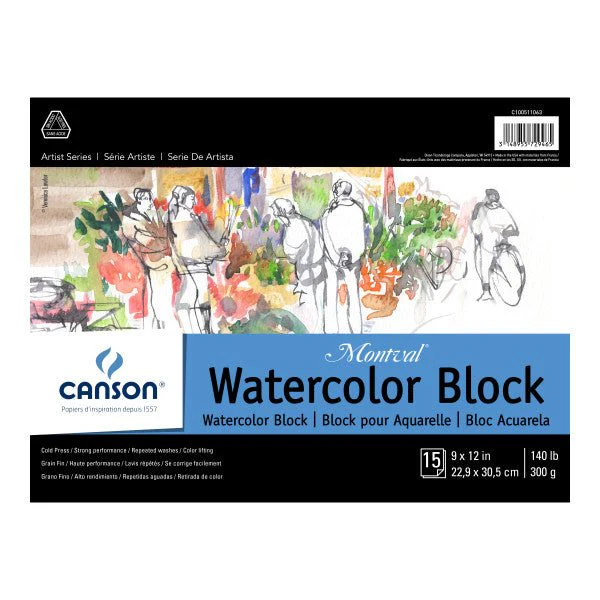 Canson Montval Watercolor Block 140 lb 9x12 inch