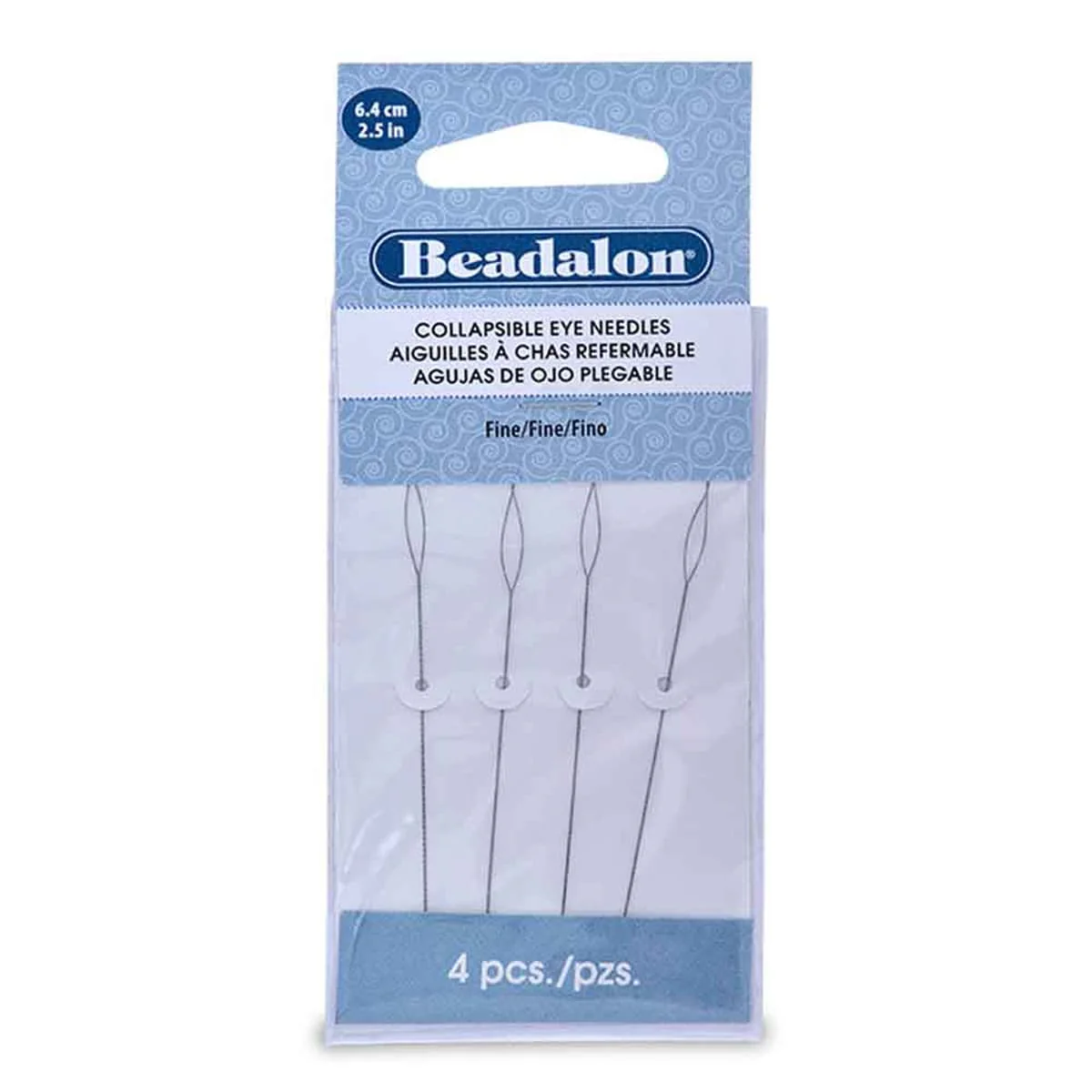Beadalon Collapsible Eye Needles 2.5 inch (6.4 CM) - Fine - Pack of 4