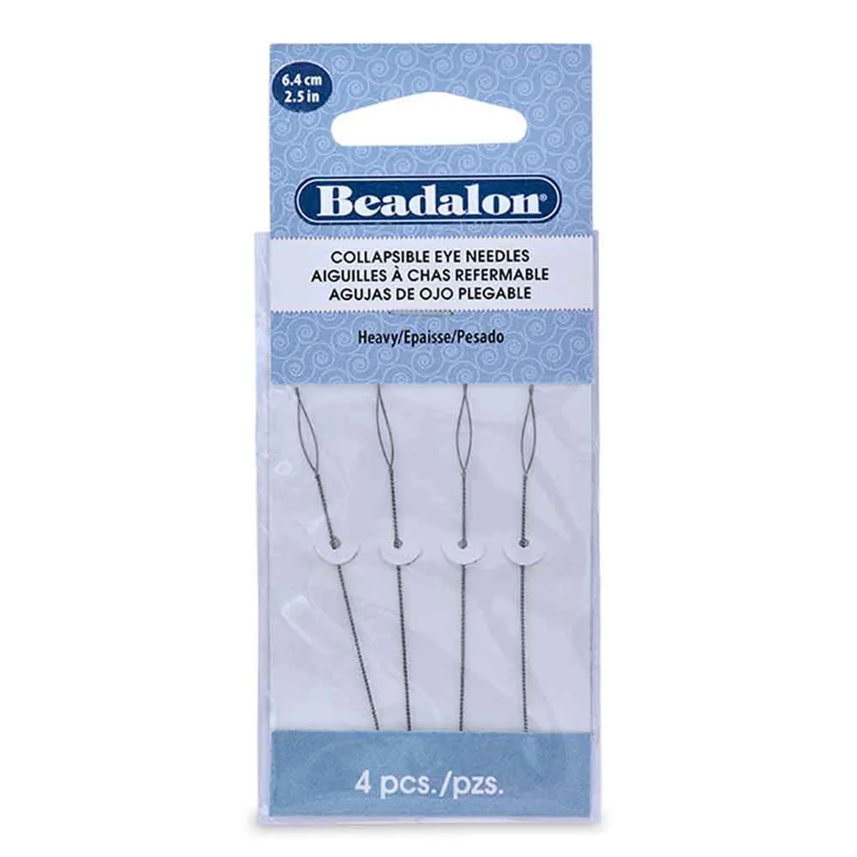 Beadalon Collapsible Eye Needles 2.5 inch (6.4 CM) - Heavy - Pack of 4
