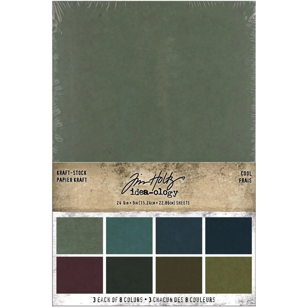 Tim Holtz Idea-Ology Cardstock Pad 6"X9"  24 Sheets - Cool Colors (3 ea of 8 colors)