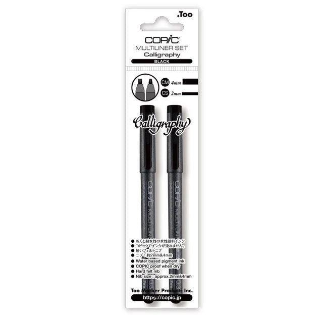COPIC Multiliner Calligraphy 2 Pen Set (2mm and 4mm)