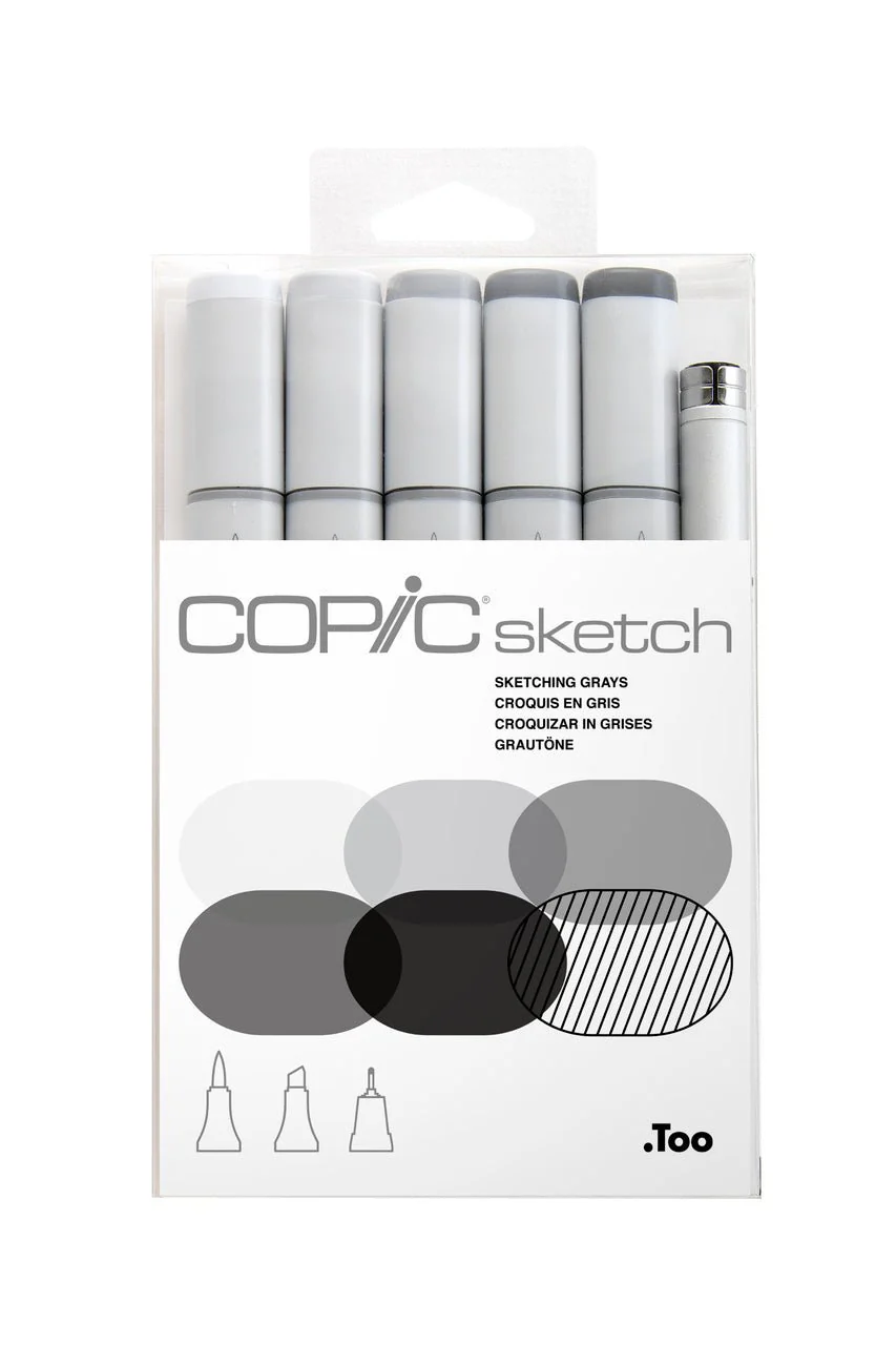 Copic Sketch Marker 6 Piece Sketching Grays Set