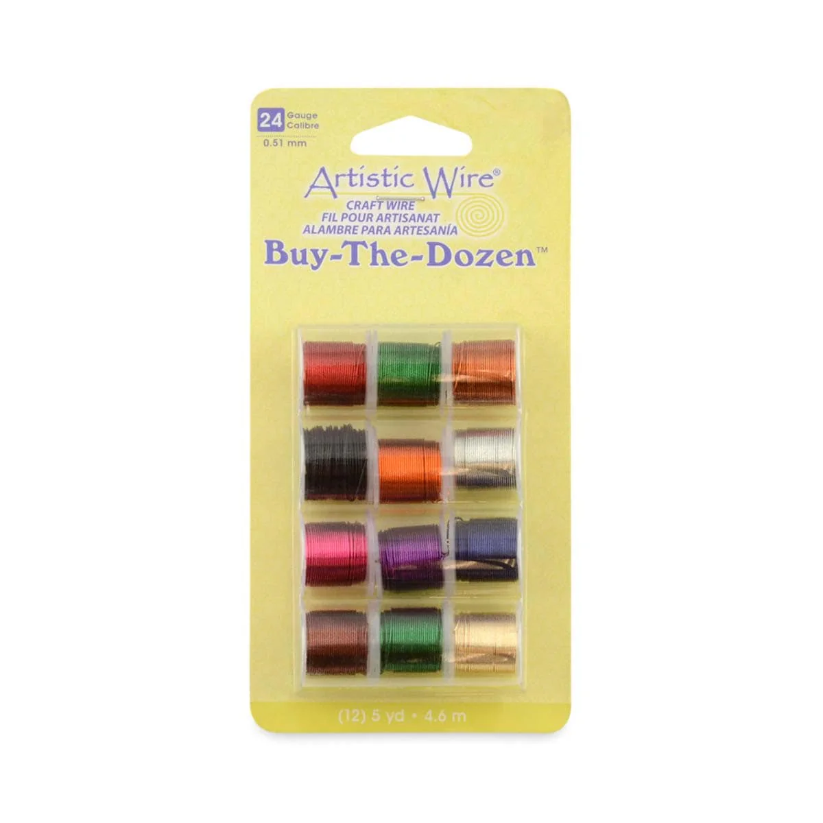 Craft Wire - 24 Gauge Copper Wire Assorted Colors - 5 yard Rolls - Pack of 12