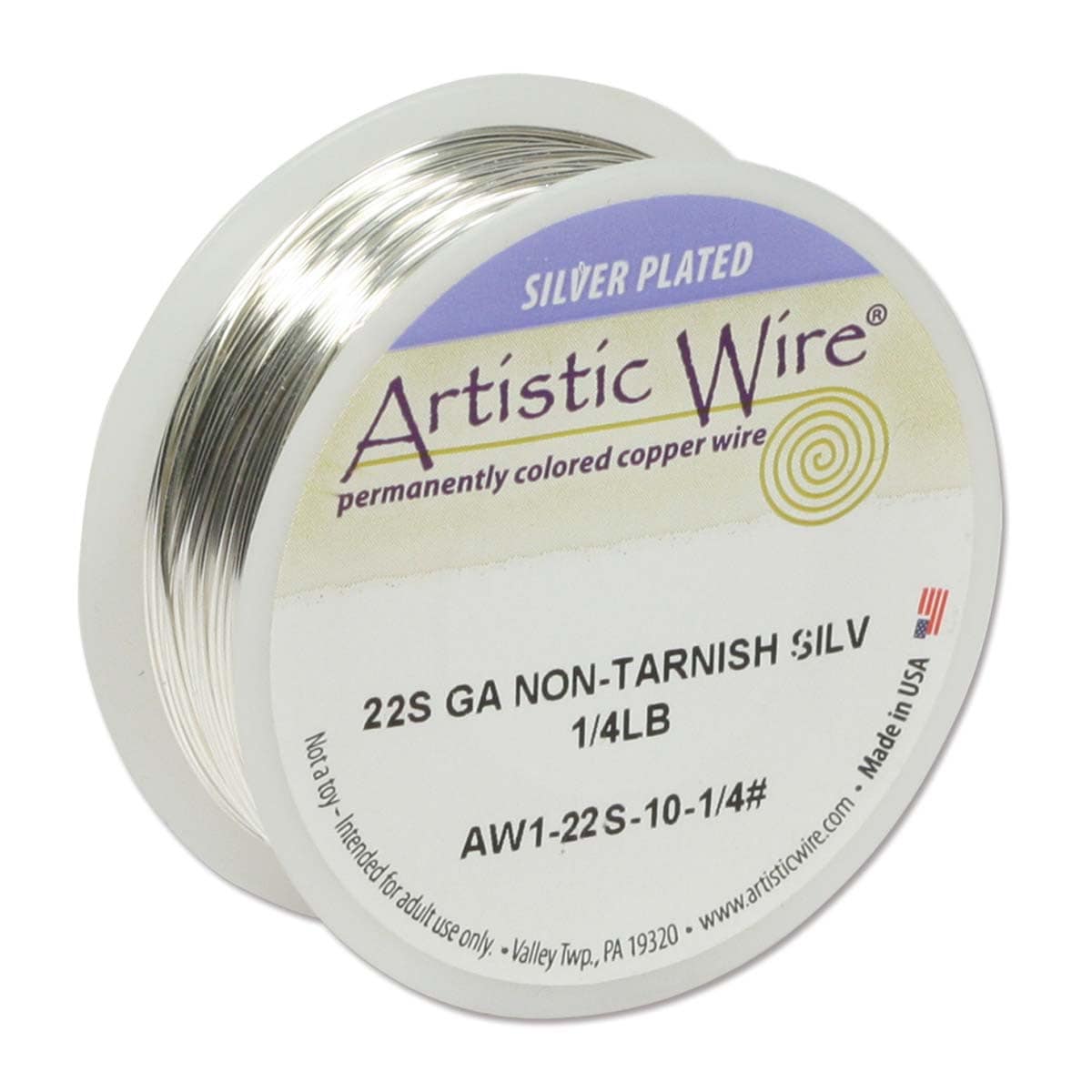 Artistic Wire Non-Tarnish Silver Plated Copper Wire - 22 Gauge - 1/4 lb (approx 42 yards)