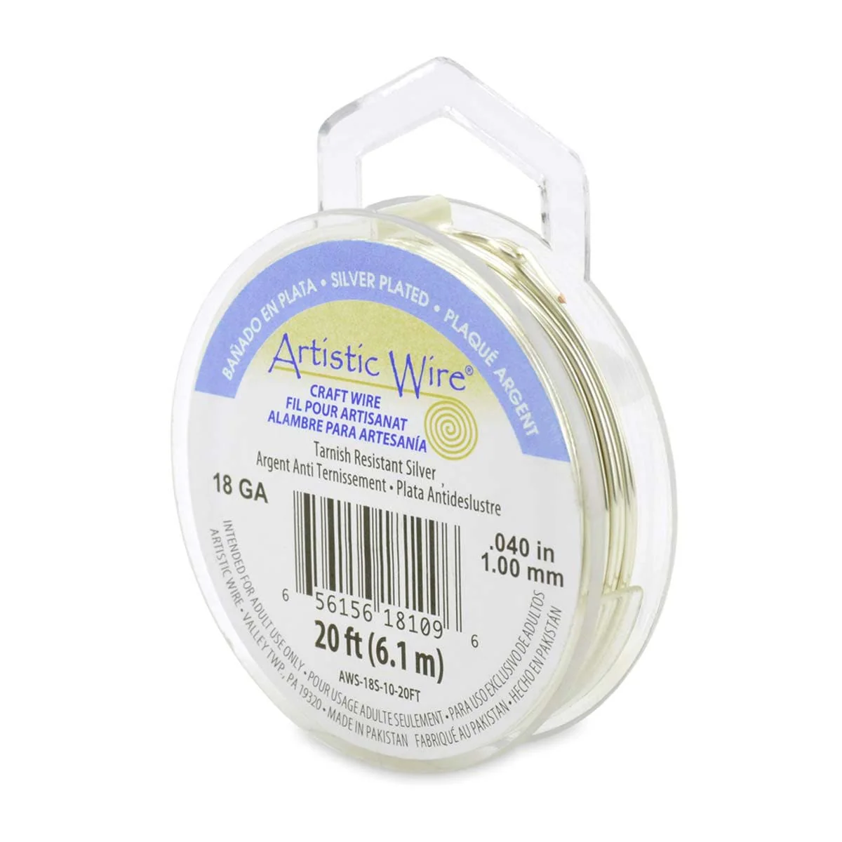 Artistic Wire Non-Tarnish Silver Plated Copper Wire - 18 gauge - 20 feet