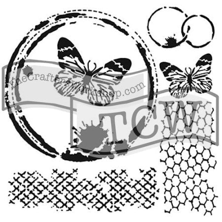 Crafters Workshop Stencil 6X6 - Butterfly Collage