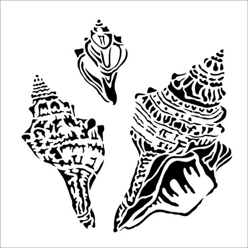 The Crafters Workshop Stencil - 6" x 6" - Conch Shells