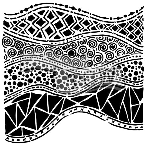 Crafters Workshop Stencil 6X6 - Crazy Waves