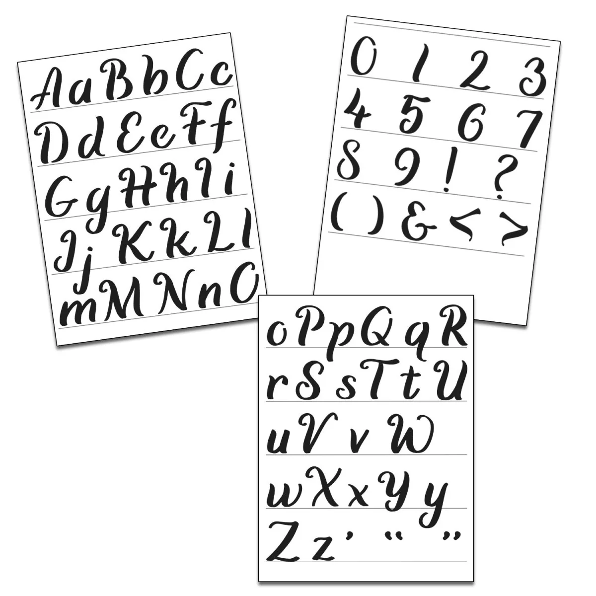 Crafters Workshop Stencil - Calligraphy Alphabet 8.5X11" - 3-pack