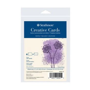 Creative Cards, Announcement Size 3.5" x 4.875" - Ivory with Deckle - 6 Pack