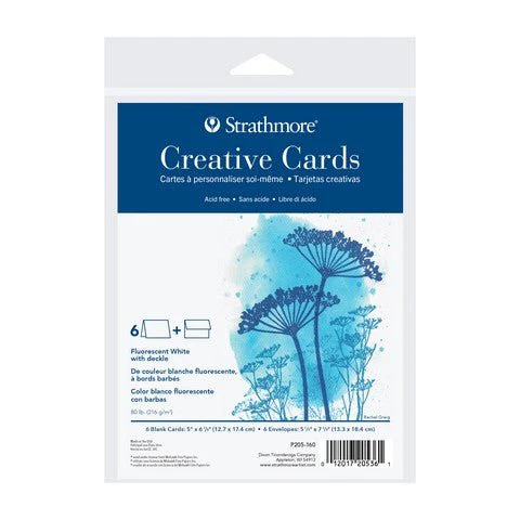 Creative Cards, Full Size - 5" x 6.875" - Fluorescent White with Deckle - 6/Pkg.