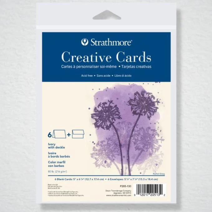 Strathmore Creative Cards, Full Size - 5" x 6.875" - Ivory with Deckled Edge - Pack of 6