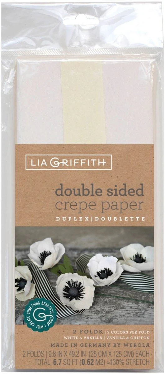 Lia Griffith Double-Sided Extra Fine Crepe Paper - 2 Pack - White/Vanilla & Vanilla/Chiffon