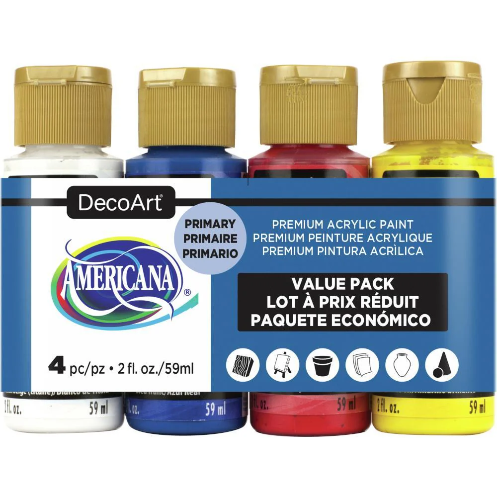 DecoArt Americana Acrylics 4 Primary Color Value Pack