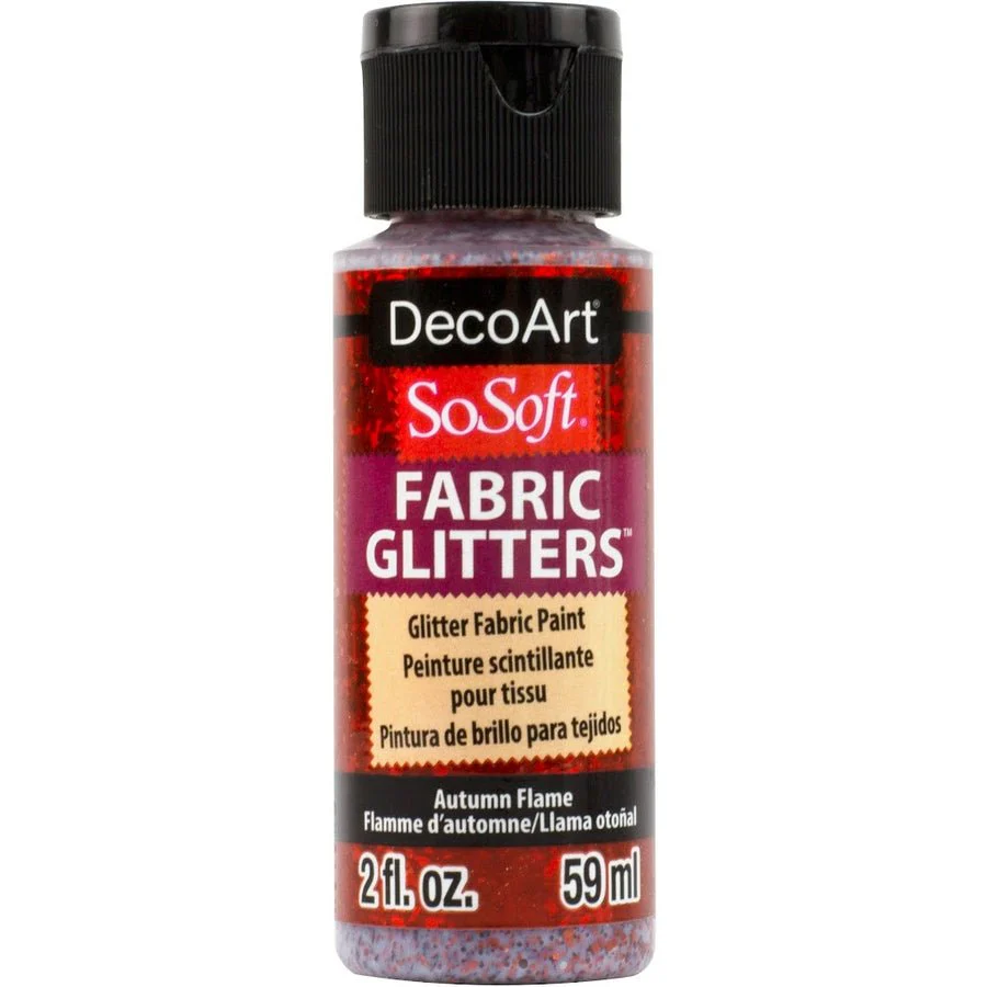 DecoArt SoSoft Glitter Fabric Acrylics 2 oz - Autumn Flame