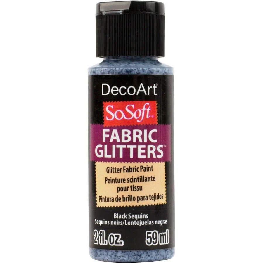 DecoArt SoSoft Glitter Fabric Acrylics 2 oz - Black Sequins