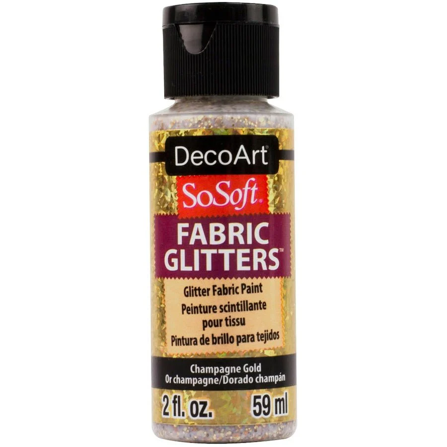 DecoArt SoSoft Glitter Fabric Acrylics 2 oz - Champagne Gold